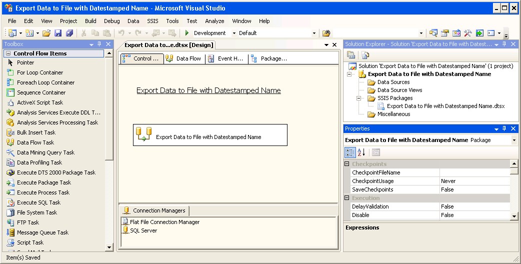 Including the Date in a Filename in SSIS using an Expression image 1